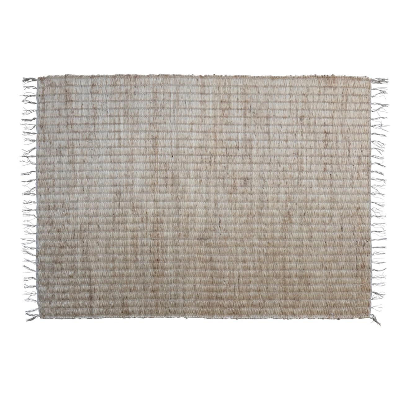 Hello Honey® Natural Boho Woven Jute & Cotton Rug with Fringe, 72" x 48"